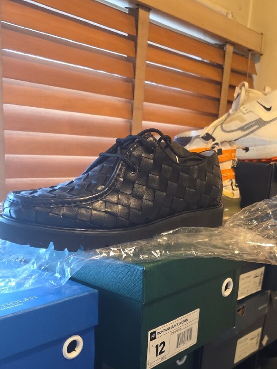 Marc Nolan Black Woven Leather Lace-Up Shoes